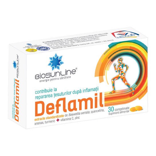 Deflamil, antiinflamator cu boswellia si turmeric, 30 cpmprimate, Helcor
