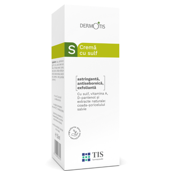 Dermotis cremă cu sulf, 50 ml, Tis