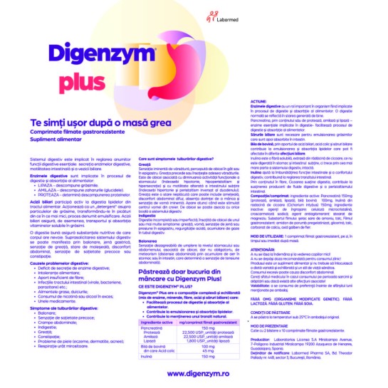 Digenzym plus, 20 comprimate filmate, Labormed