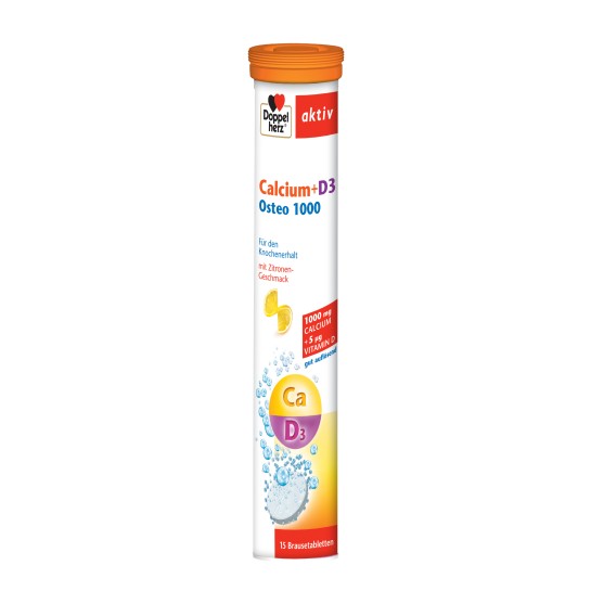 Doppelherz Aktiv Calciu + D3 Osteo 1000, 15 comprimate efervescente