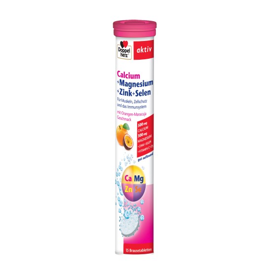 Doppelherz Aktiv Calciu + Magneziu + Zinc + Seleniu, 15 comprimate efervescente