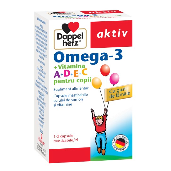 Doppelherz Aktiv Omega 3 pentru copii, Vitaminele A + D + E + C