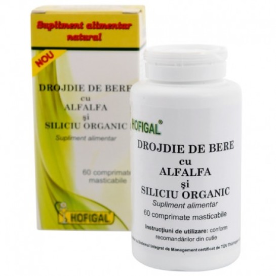 Drojdie de bere+alfaalfa+siliciu organic, 60 comprimate, Hofigal