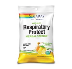 Dropsuri pentru gat Respiratory Protect HerbaLozenge Lemon Honey Soother Solaray, 18 bucati, Secom