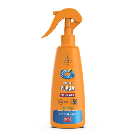 Emulsie plajă rezistentă la apă pentru copii SPF50 cu ulei de cătină, 200ml, Cosmetic Plant