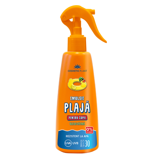 Emulsie plajă rezistentă la apă pentru copii SPF30 cu ulei de cătină, 200ml, Cosmetic Plant