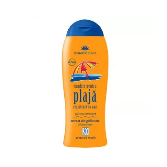 Emulsie plajă rezistentă la apă SPF20 cu gălbenele, 200ml, Cosmetic Plant