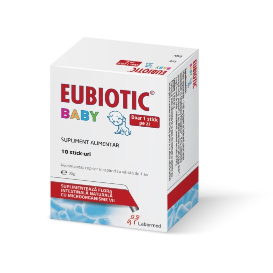 Eubiotic Baby Stick, Labormed, Supliment alimentar pe bază de tulpini bacteriene benefice, 10 stick-uri