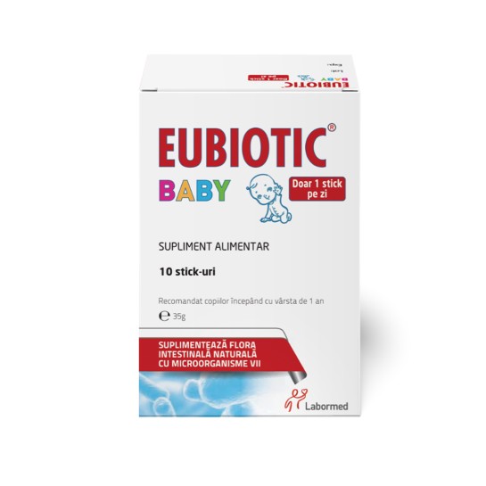 Eubiotic Baby Stick, Labormed, Supliment alimentar pe bază de tulpini bacteriene benefice, 10 stick-uri