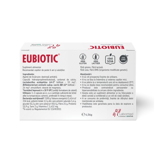 Eubiotic Capsule, Labormed, Supliment alimentar pe bază de tulpini bacteriene benefice