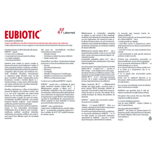 Eubiotic Capsule, Labormed, Supliment alimentar pe bază de tulpini bacteriene benefice