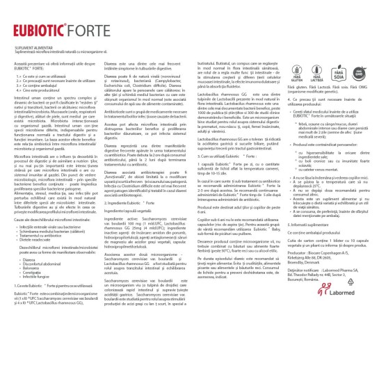 Eubiotic Forte, Labormed, Supliment alimentar pe bază de tulpini bacteriene benefice