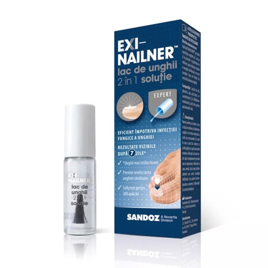 Exinailner, 5 ml, lac unghii 2 in 1, Sandoz