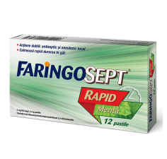 Faringosept rapid 10mg cu aroma de menta, 12 comprimate, Terapia