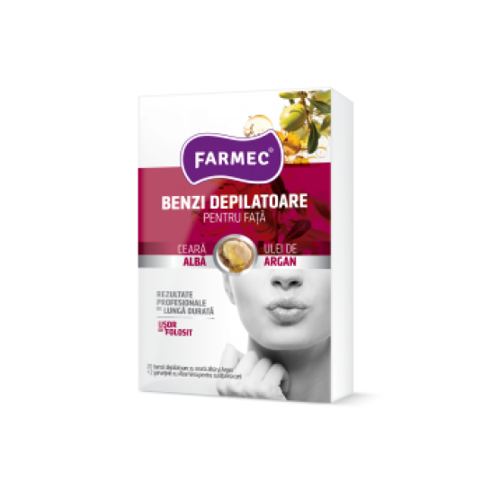           Farmec benzi depilatoare pentru fata cu ceara alba si argan 