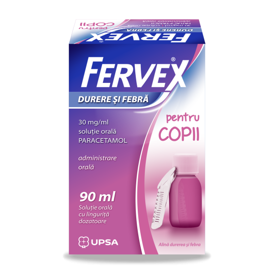 Fervex Durere si Febră pentru copii, 30mg/ml, solutie orală, 90ml, Upsa