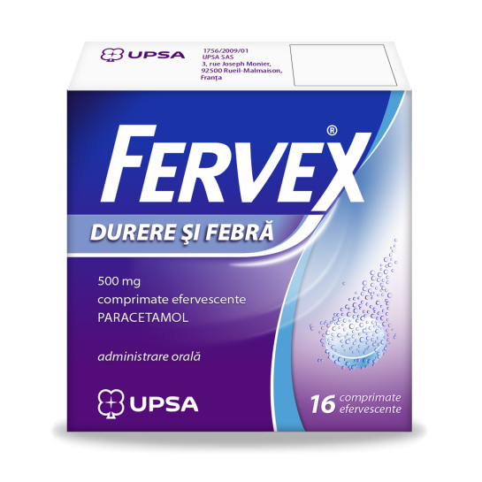 Fervex durere si febra 500mg, 16 comprimate, Upsa