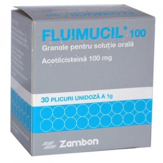 Fluimucil 100mg/plic, 30 plicuri, granule pentru suspensie orală, Zambon