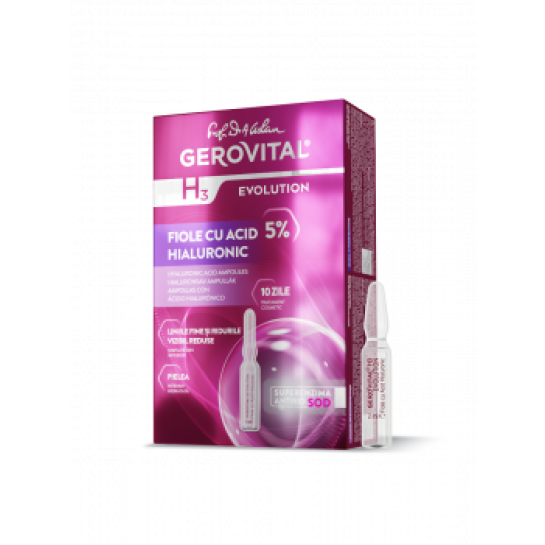     Gerovital h3 Evolution, Fiole cu acid hialuronic 5% 10x2ml 
