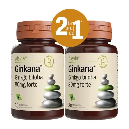 Ginkana Ginkgo biloba 80mg forte pachet 30+30 comprimate, Alevia