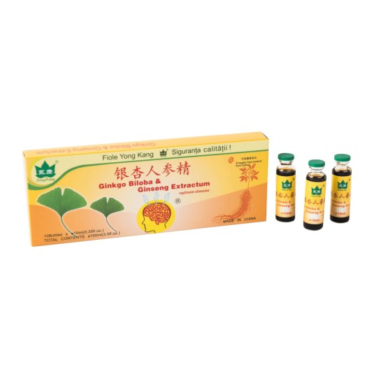 Ginkgo biloba si Ginseng Extractum, 10 fiole, Yong Kang