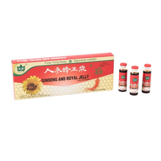 Ginseng si Royal Jelly, 10 fiole, Yong Kang
