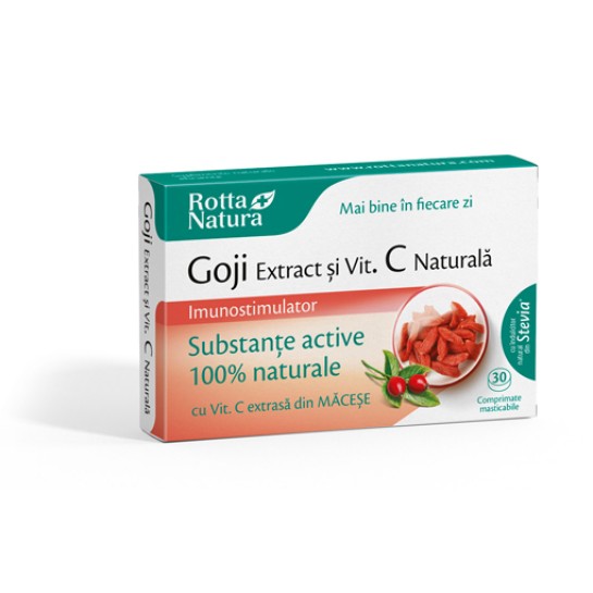 Goji extract + Vitamina C naturală, 30 comprimate masticabile, Rotta Natura