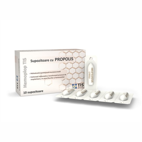 Hemoplop Tis, 10 supozitoare cu propolis, Tis Farmaceutic