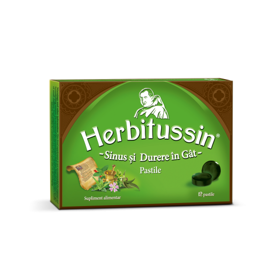 Herbitussin Sinus şi Durere in Gat, 12 pastile