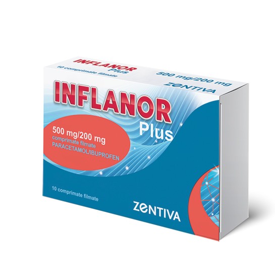 Inflanor Plus 500mg paracetamol /200mg ibuprofen, comprimate filmate, Zentiva