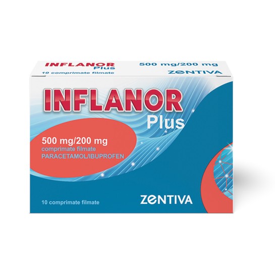 Inflanor Plus 500mg paracetamol /200mg ibuprofen, comprimate filmate, Zentiva