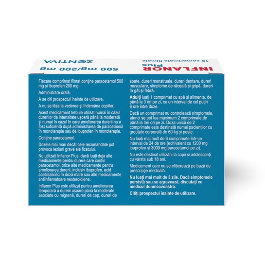 Inflanor Plus 500mg paracetamol /200mg ibuprofen, comprimate filmate, Zentiva