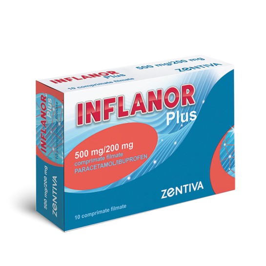Inflanor Plus 500mg paracetamol /200mg ibuprofen, comprimate filmate, Zentiva