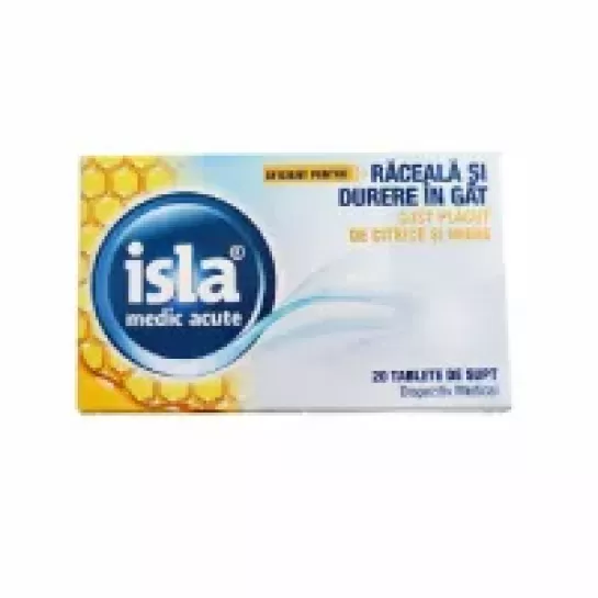 Isla medic acute citrice si miere, 20 tablete de supt