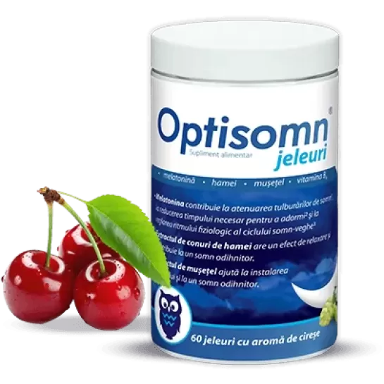 Jeleuri pentru somn cu aromă de cirese Optisomn, 60 bucăti, Zdrovit 