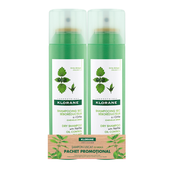 Klorane Sampon uscat cu Urzică, 150ml, Pachet promotional