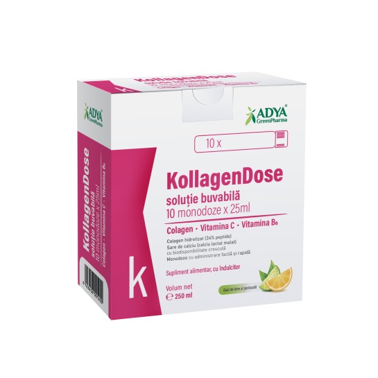 KollagenDose, solutie buvabilă, 10 monodoze x 25ml, Adya Green Pharma