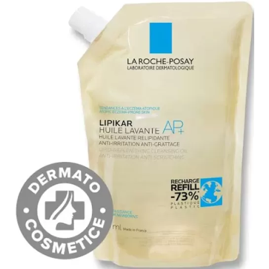 LA ROCHE-POSAY Lipikar Ulei de spălare relipidant AP+, pentru pielea uscată cu tendintă atopică, Rezerva 400ml