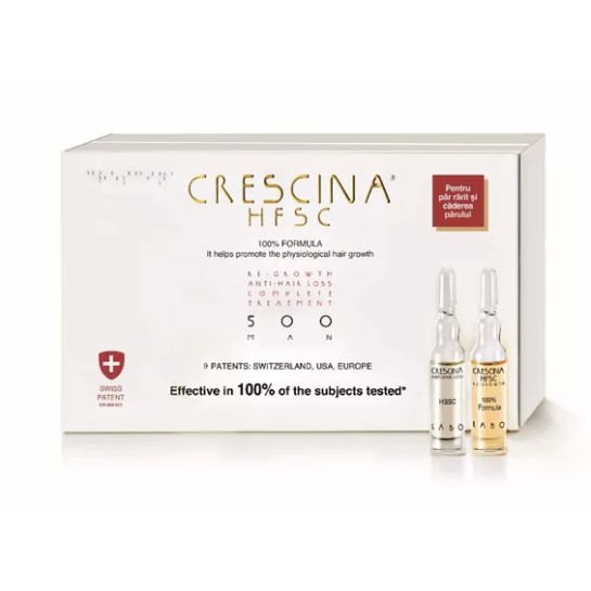 Labo crescina HFSC 500, tratament bărbati, 10+10 fiole