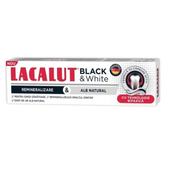 Lacalut, pastă de dinti black & white, 75ml, Zdrovit