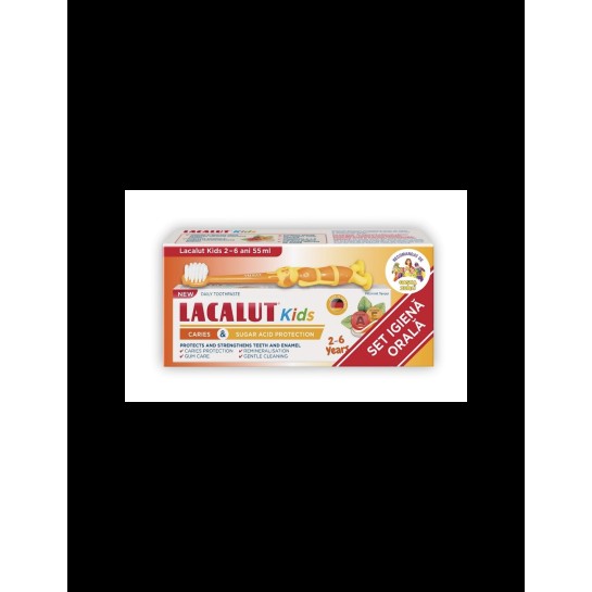 Lacalut, pastă de dinti kids, 55 ml + periută de dinti, 2-6 ani, Zdrovit
