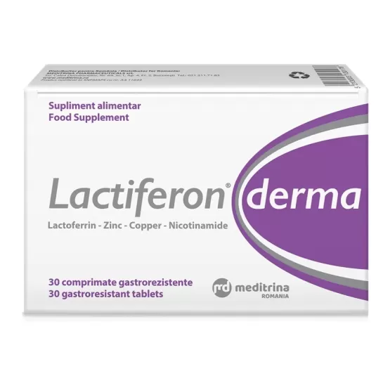 Lactiferon Derma supliment oral antiacneic, 30 comprimate gastrorezistente