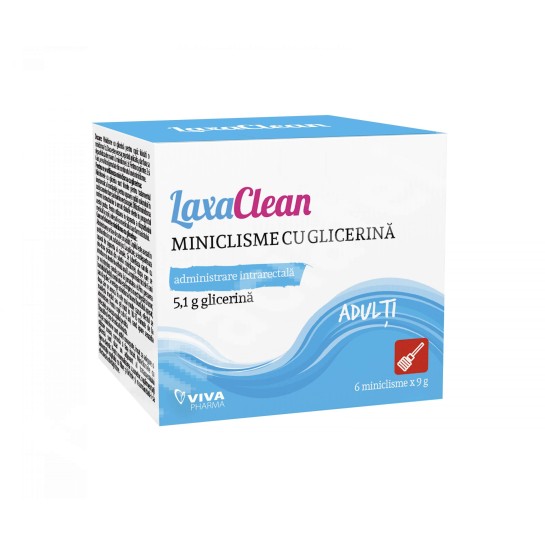 LaxaClean miniclisme cu glicerină pentru adulti, 6 bucăti, Viva Pharma
