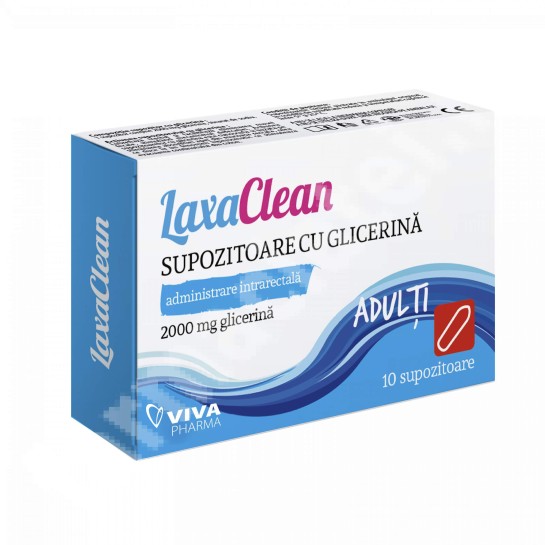 LaxaClean supozitoare cu glicerină pentru adulti, 10 bucăti, Viva Pharma