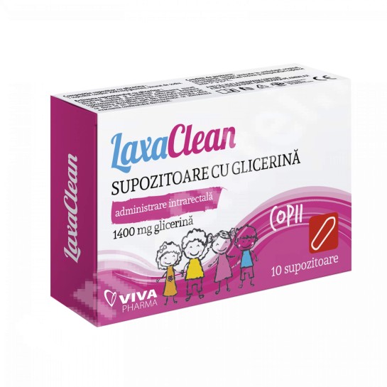 LaxaClean supozitoare cu glicerină pentru copii, 10 bucăti, Viva Pharma