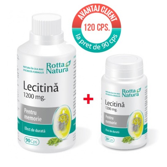 Lecitină, 1200mg, 90+30 capsule, Rotta Natura