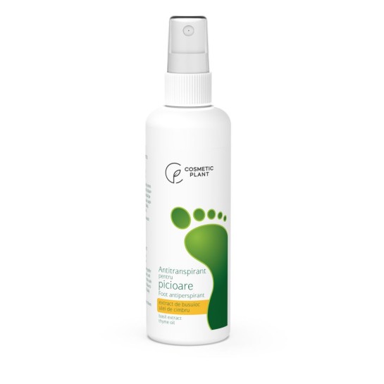 Lotiune antitranspirantă pentru picioare cu extract de busuioc si ulei de cimbru, 100 ml, Cosmetic Plant