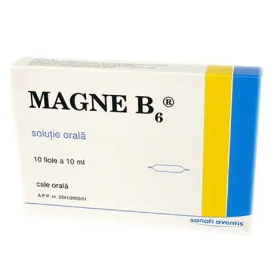 Magne B6 100mg/10mg solutie orală, 10 fiole buvabile, Sanofi
