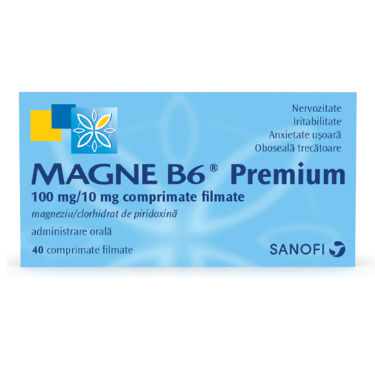 Magne B6 Premium, 100mg/10mg, 40 comprimate filmate, Sanofi
