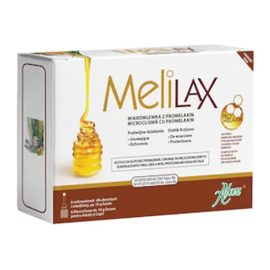 MeliLax adulti, dispositiv medical, 6 microclisme de unica folosinta, Aboca